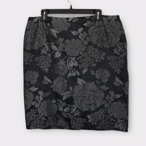 White House Black Market Black & Grey Floral Pencil Skirt Size 14